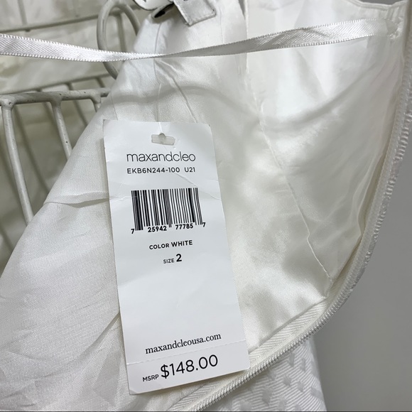 Max And Cleo White strapless Bow A line dress Sz 2 - Picture 8 of 16